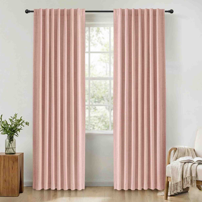 Polyester Blackout Curtain Pair (Set of 2), Blush Pink