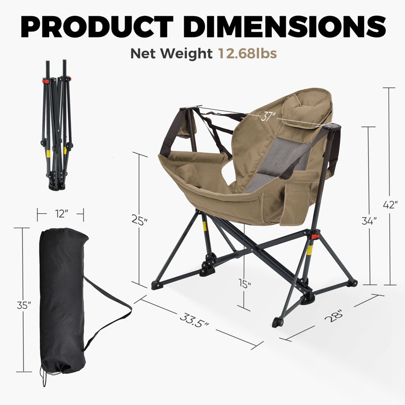 Chaise de camping hamac avec sac de rangement, Brun