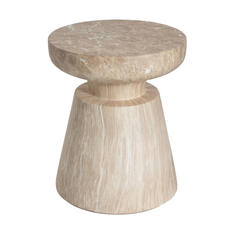 Outdoor Ponti Travertine Side Table, Gold