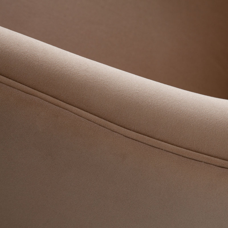 Camel Brown Velvet Upholstered Tri-Leg Accent Chair