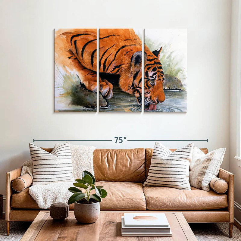 Tigre de Brampt buvant, H 36 po x l 57 po