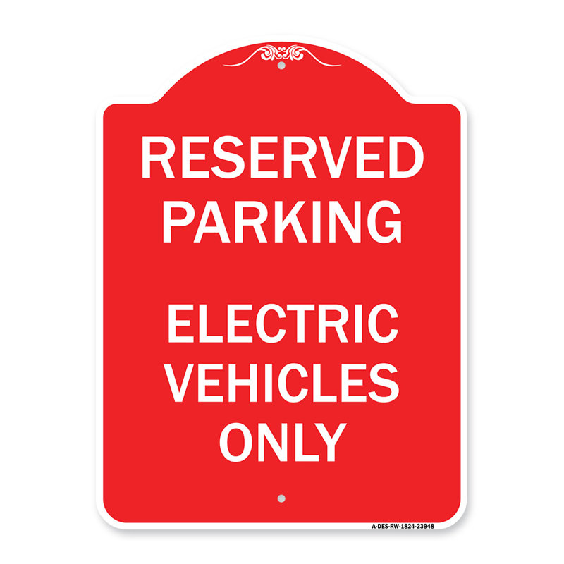 Enseigne Signmission Designer Series - Pour les voitures électriques - Stationnement réservé - véhicules électriques seulement / 23948