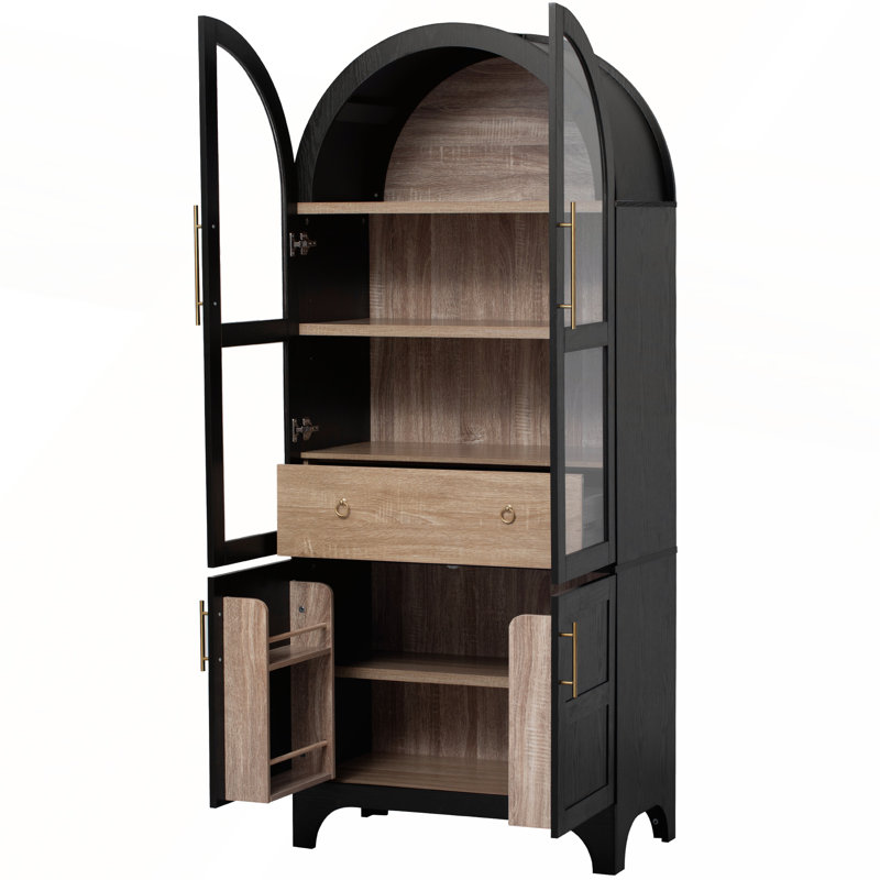 Élégant garde-manger arqué avec tablettes réglables, Noir