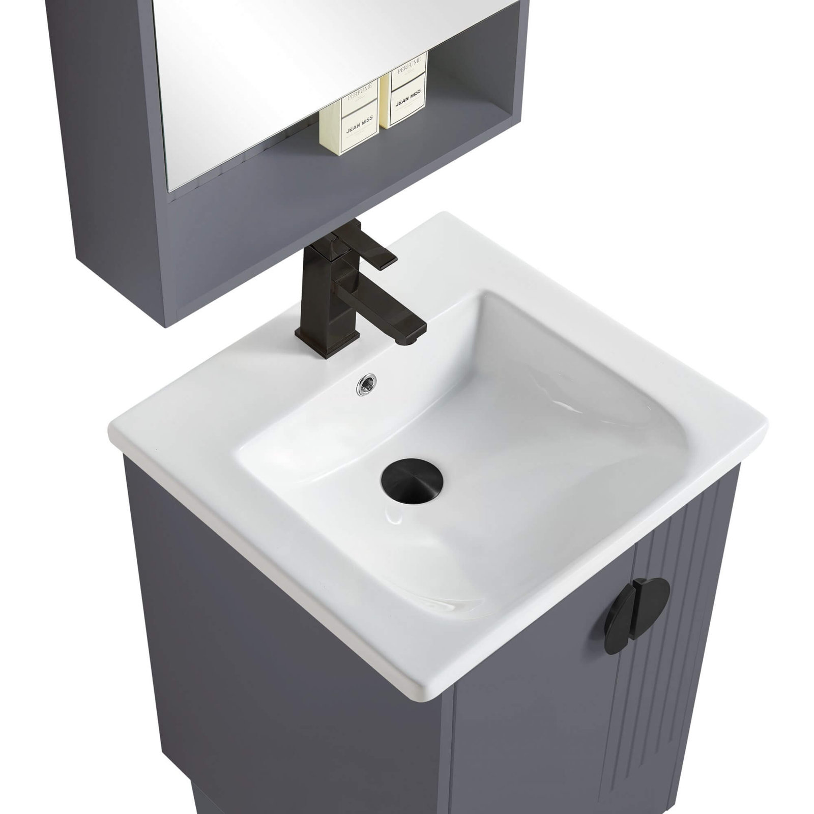 Saimah 20'' Single Bathroom Vanity, Black, Rock Gray