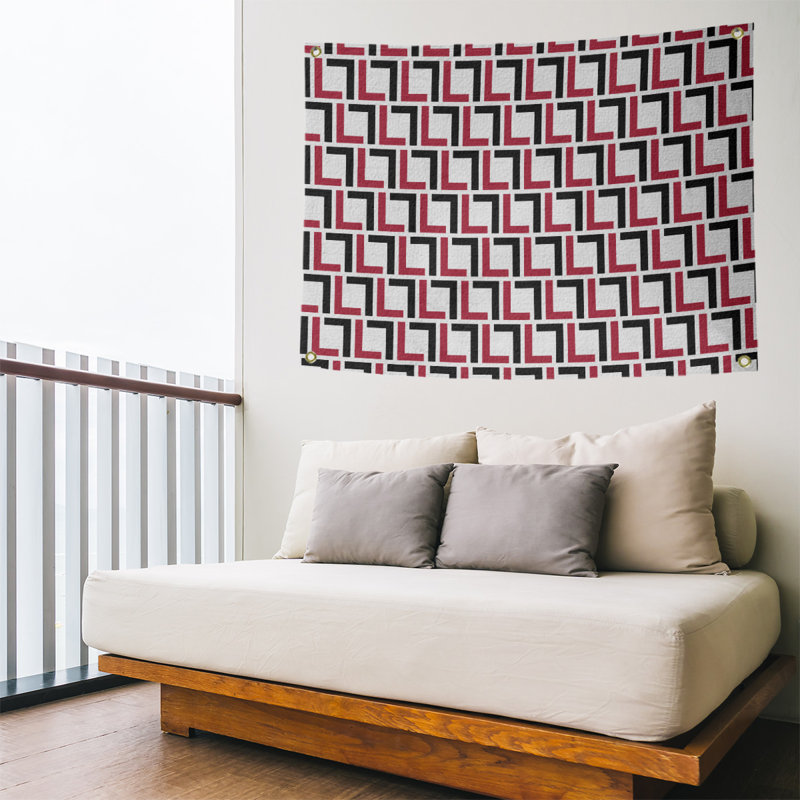 Polyester Tapestry, 50" H x 59" W, Polyester, White/Red/Black