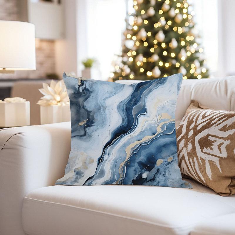 Abstract Blue Marble Crystal Geode XV Modern, 20"H x 20"W
