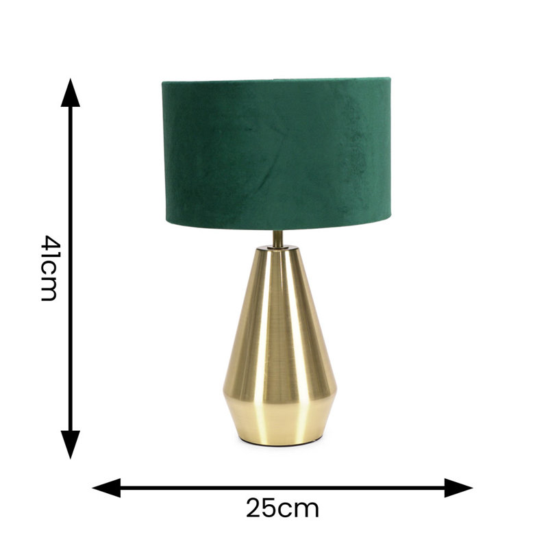 Metal Table Lamp, Green, Gold
