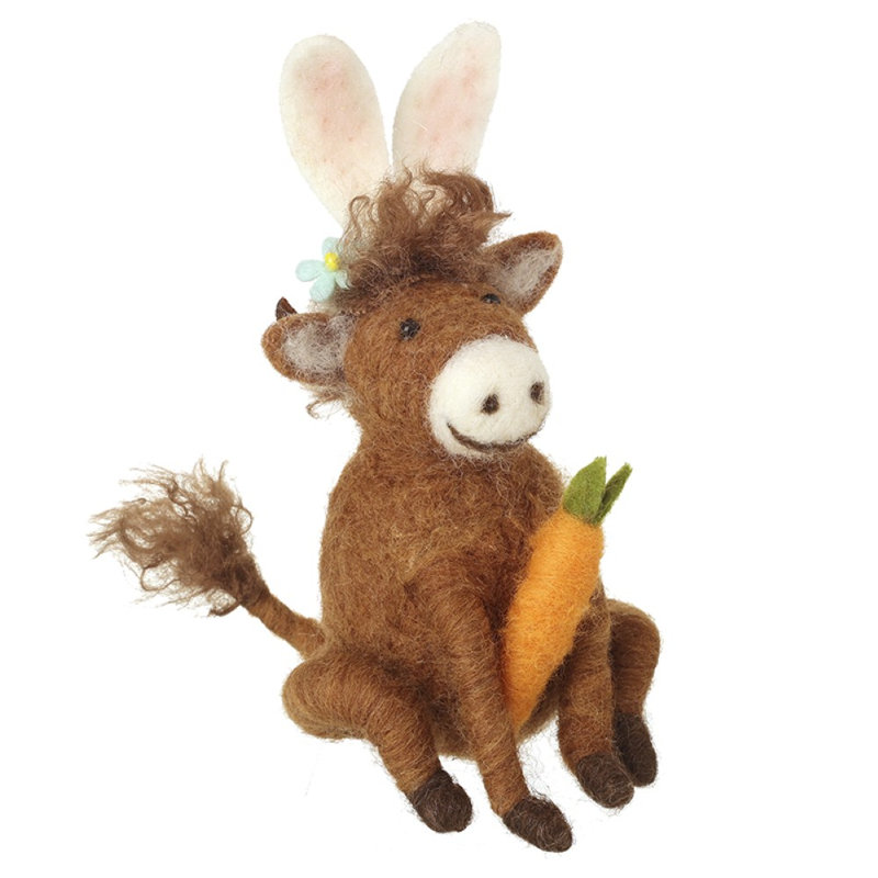 Felt Cow With Rabbit Ears Decoration