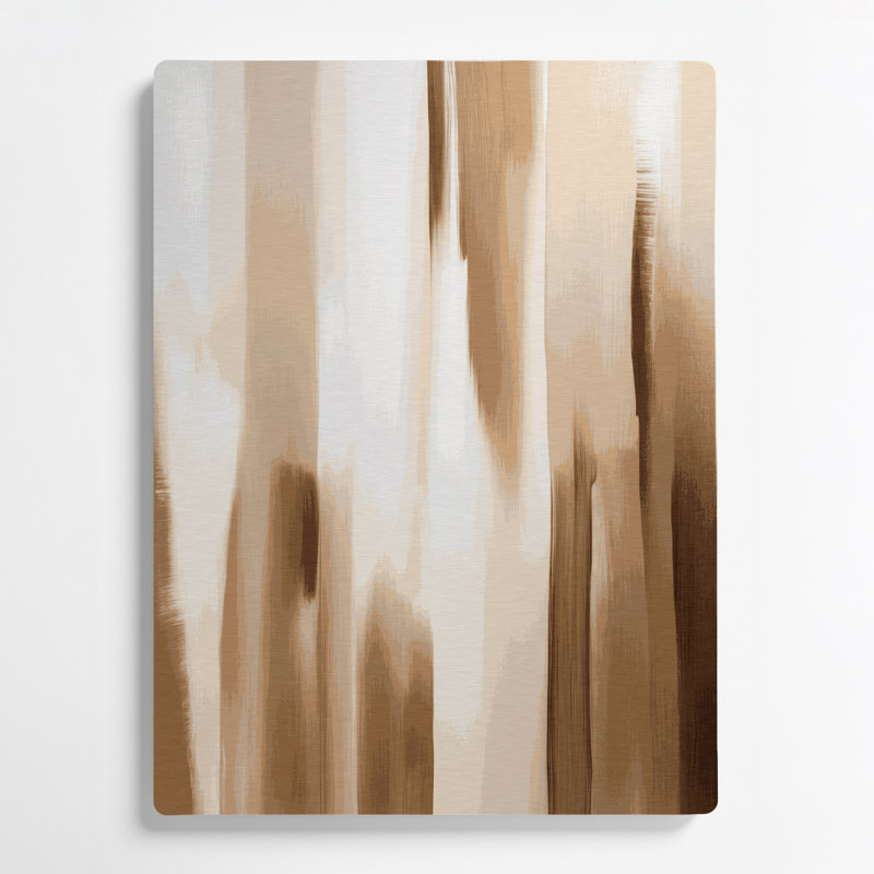 Art mural abstrait en métal beige 89, H 11 po x l 14 po