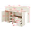 Lit mezzanine double avec bureau, structure de lit mezzanine double en bois avec garde-robe intégrée, tablettes de rangement et tiroirs-117531004