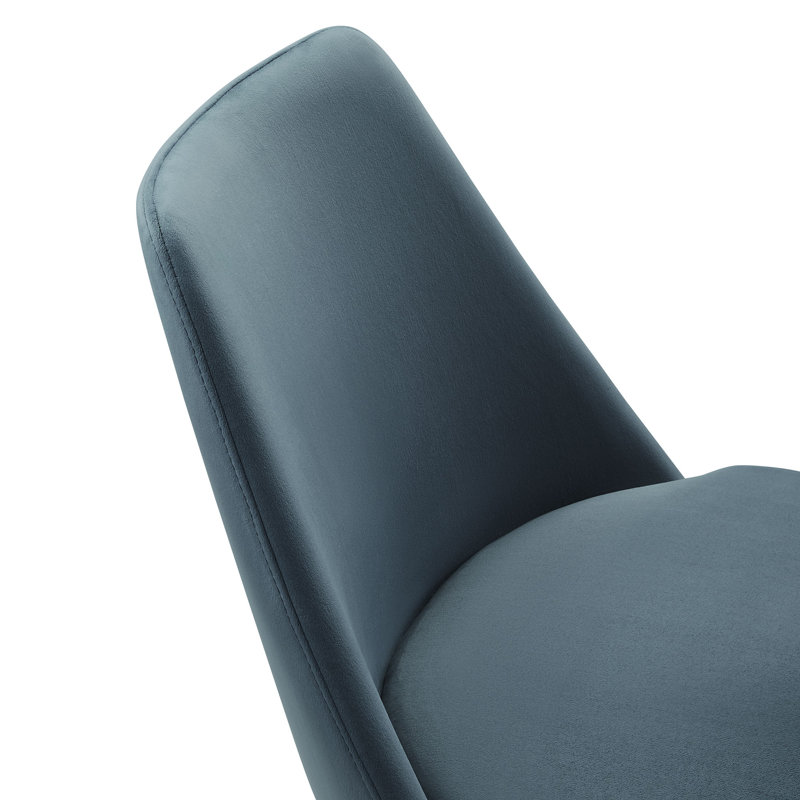 Chaise pivotante rembourrée Lippa, Blanc / Blanc, Velours bleu cadet