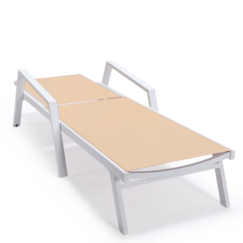 Outdoor Patio Reclining Chaise Lounge with Wheels, Powder-Coated Aluminum Frame and Breathable Sling Mesh, Adjustable Backrest for Poolside and Deck Use