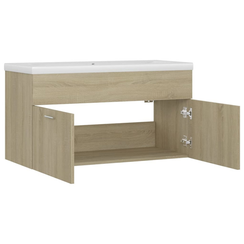 Saona Wall Hung Single Vanity Unit, Sonoma Oak, 900mm