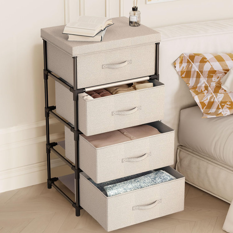4 Drawer Storage Drawer, Beige