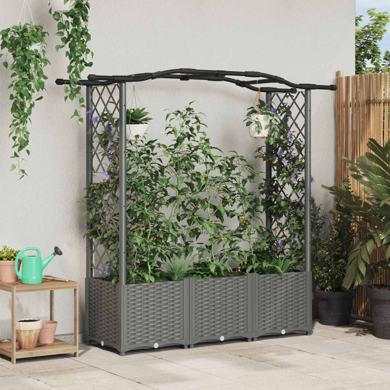 Raised Garden Bed, 142cm H x 164cm W x 40cm D, Light Grey