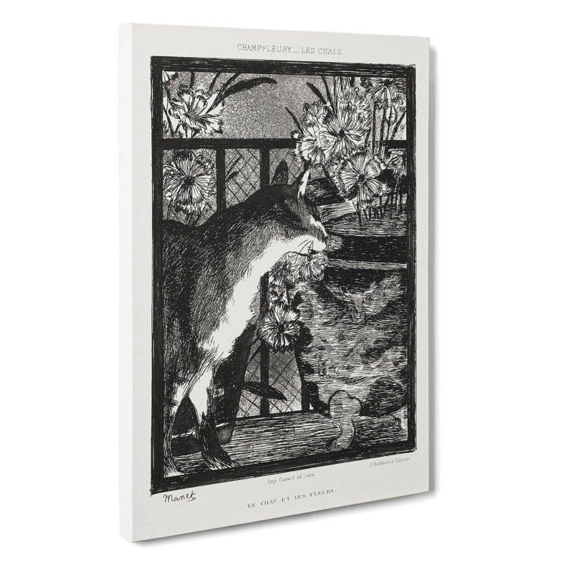 The Cat by Edouard Manet - Wrapped Canvas Painting, 60cm H x 40cm W x 3cm D