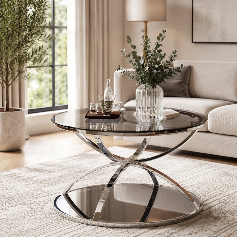Table basse 31,50 "pour le salon, la chambre à coucher et le bureau, Argent