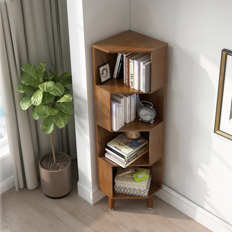 148.6cm H x 35.1cm W Bamboo / Rattan Corner Bookcase