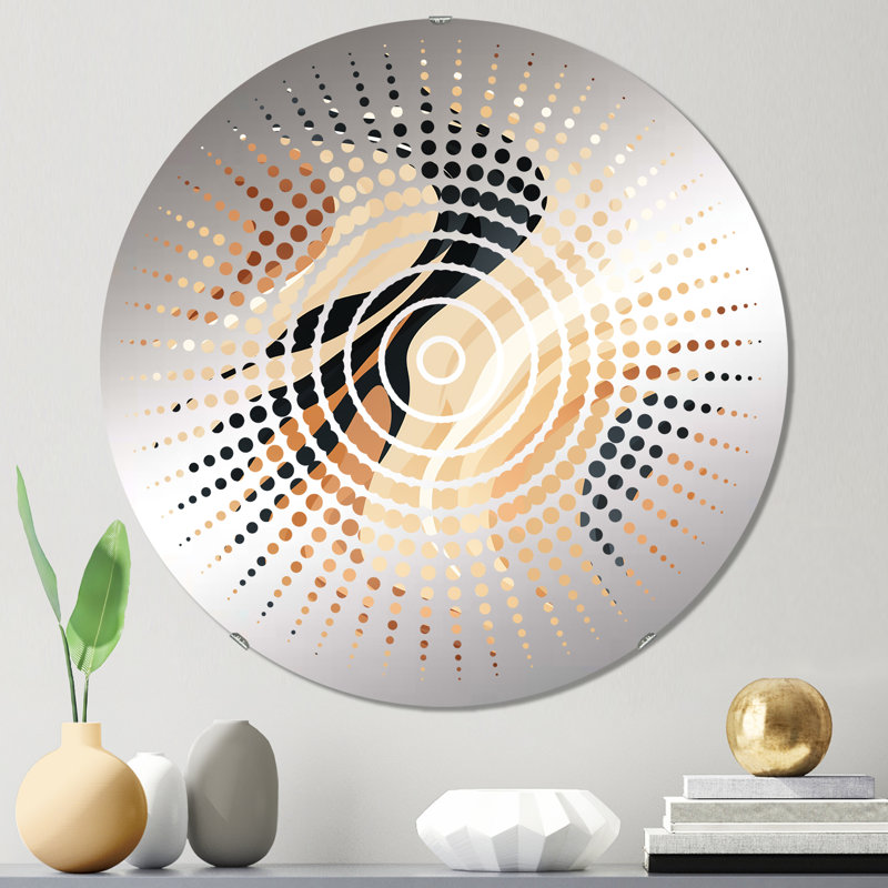 Rayures zébrées Mocha - Miroir mural Sun, 31,4 po x 31,4 po