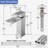 Brushed Nickel Single Hole One Handle Bathroom Sink Faucet, Waterfall Square Single Handle Basin Faucet, With Metal Pop-Up Drain With Overflow And Water Supply Line