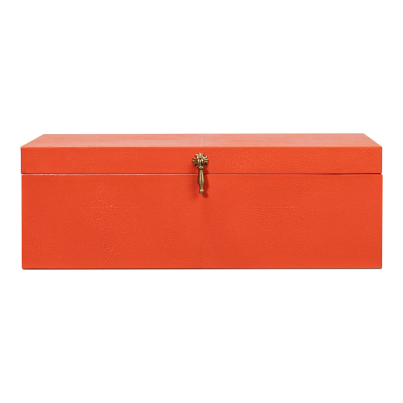 Shagreen 3 Piece Leather Accent Set, Orange