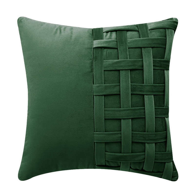 Pre-Decorated Velvet Throw Pillow, Dark Green