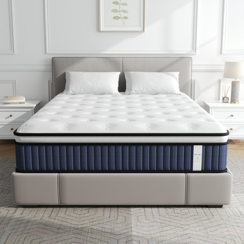 Matelas en mousse viscoélastique hybride 10 po, ressorts ensachés individuellement, refroidissement, isolement du mouvement, soulagement de la pression et des maux de dos, certifié CertiPUR-US