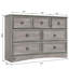  Ensemble de commode 3 pièces - commode 7 tiroirs et deux tables de chevet 2 tiroirs avec station de charge, gris délavé
