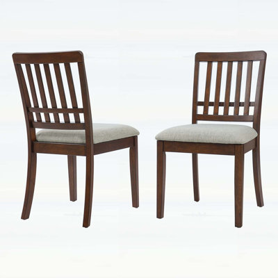 Chaises de salle à manger 2 pièces scandinaves modernes, dossier en bois courbé avec siège en tissu gris, facile à assembler pour les espaces de salle à manger et de vie - Brun