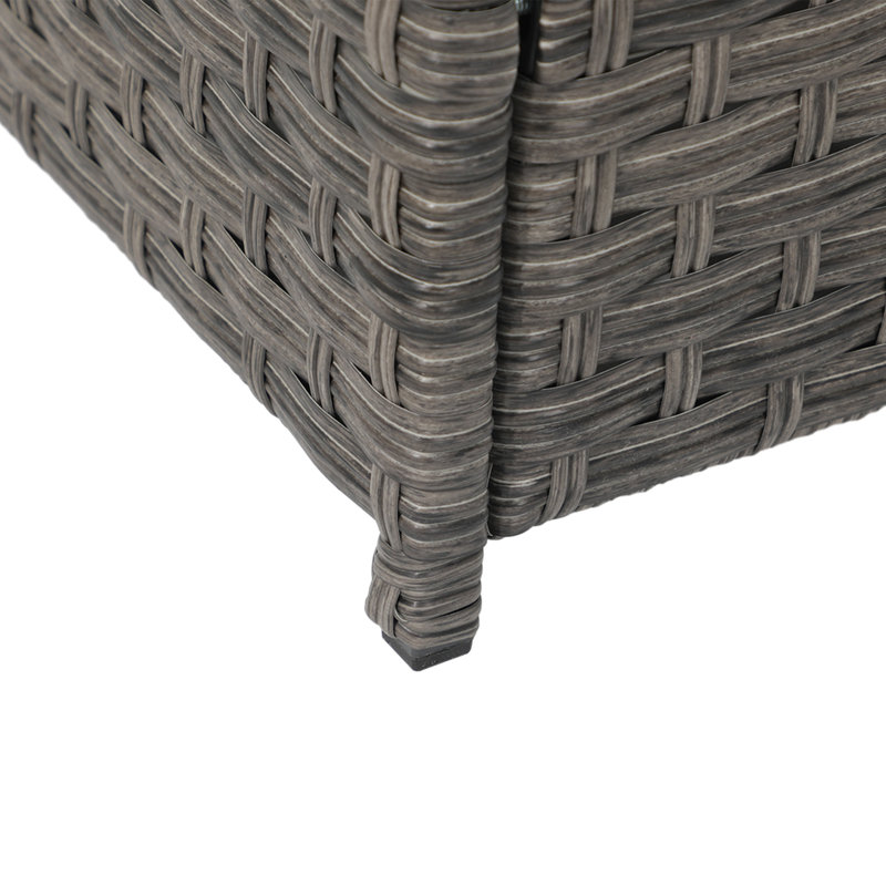 Repose-pieds d'extérieur en osier avec coussin Yoleth, Bleu marine