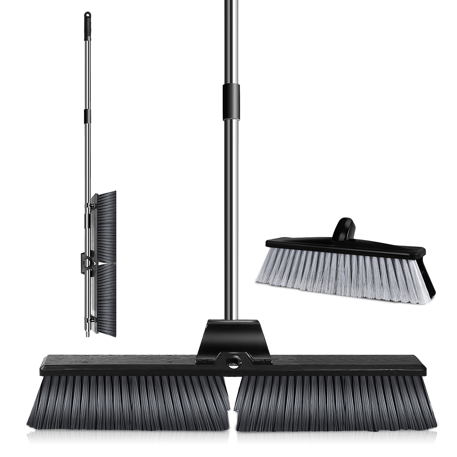 ANMINY Adjustable Broom And Dustpan Set with Replaceable Head