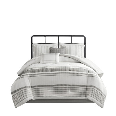 6 Piece Cotton Jacquard Oversized Comforter Set White/Grey King