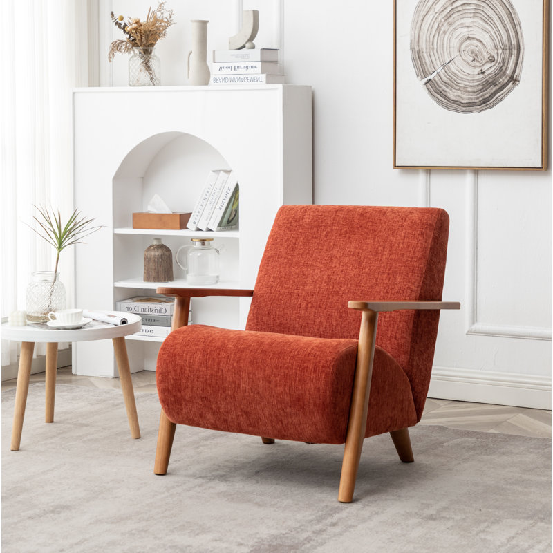 Upholstered Armchair, Orange Polyester