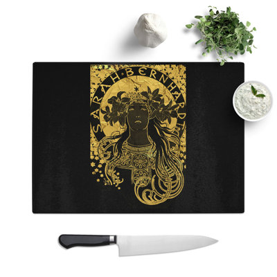 Sarah Bernhardt in Gold by Alphonse Mucha Chopping Board