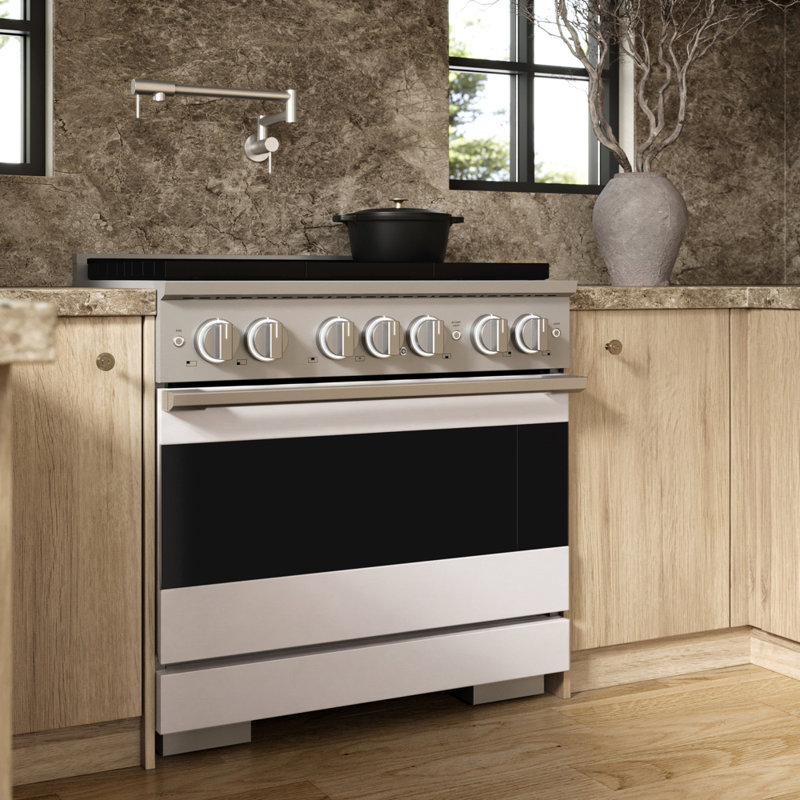 Zline 36 in. Marino Dual Fuel Range with 6 Burner DuoPro Cooktop & Convection Oven w/ White Door, White Matte, Matte Black
