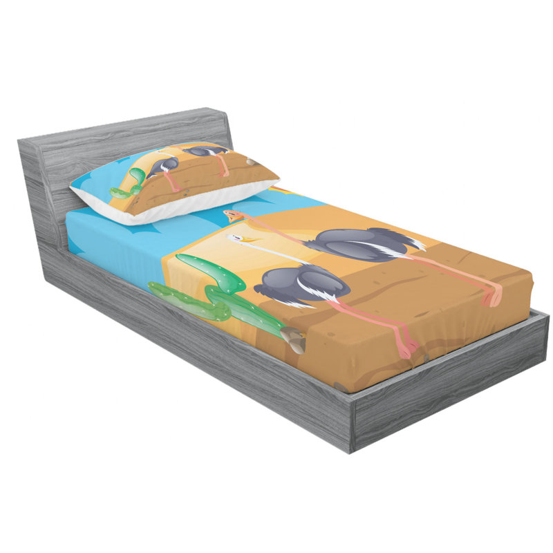 Ensemble de draps en autruche, Ensemble de draps pour lit simple avec drap-housse