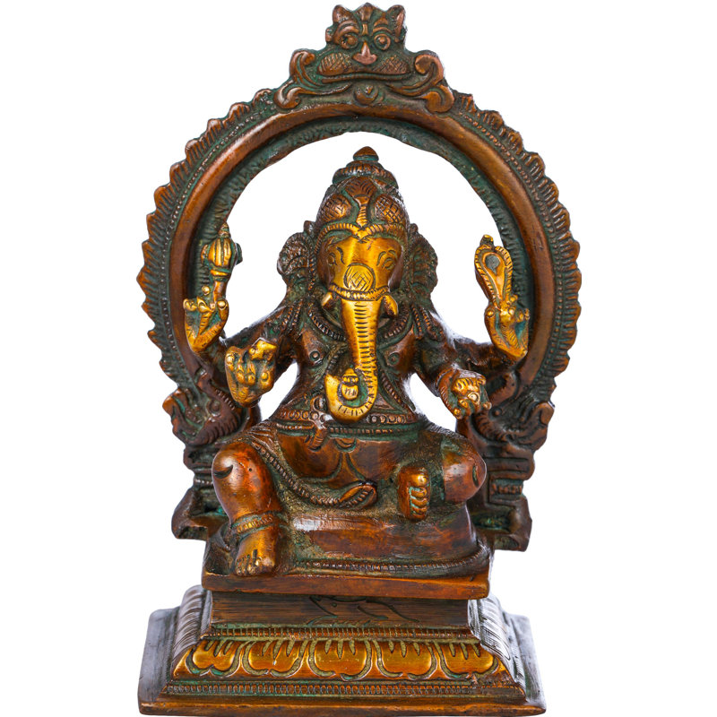 Petit Ganesha de 4 po en laiton, Double Chola