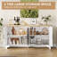 Buffet 62,5 x 15,75 x 31,50 po en bois d'ingénierie en rotin avec porte magnétique à 4 compartiments et console de télévision