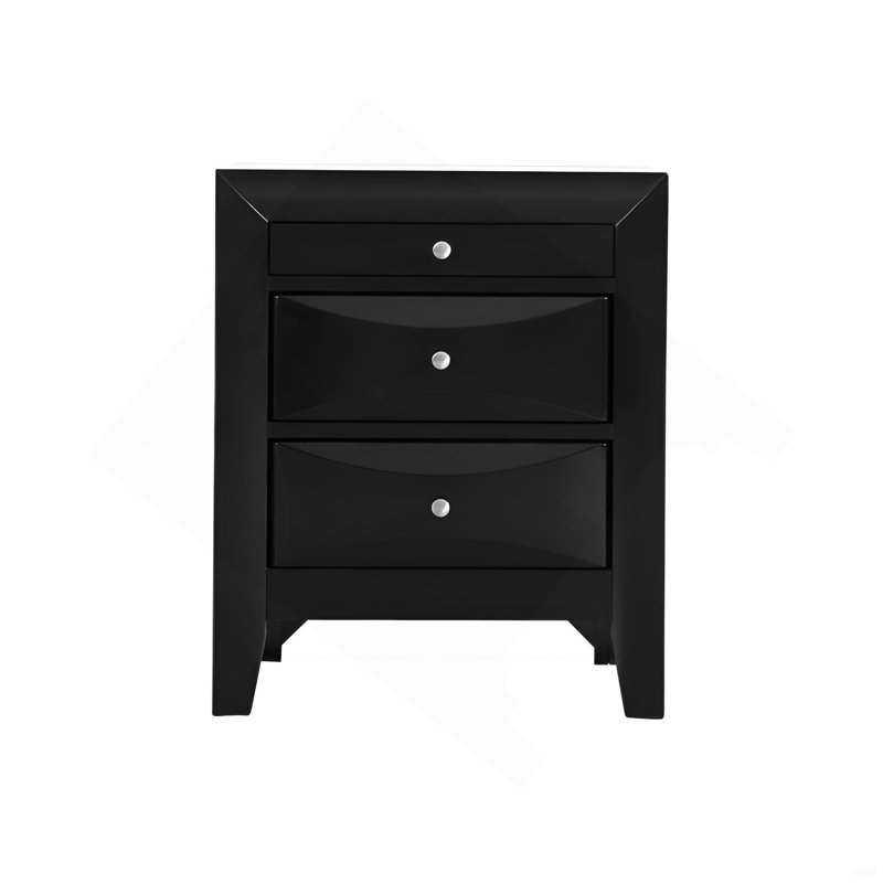 Table de chevet noire élégante avec tiroirs, Noir