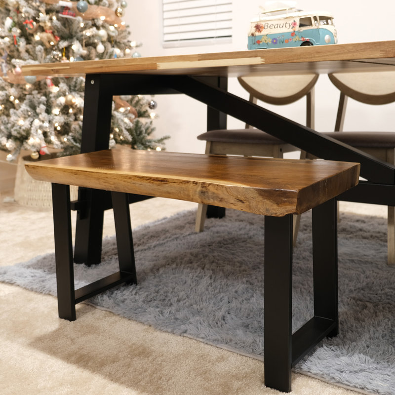 Banc en bois massif Arvid, H 18 po x l 31,5 po x P 13,8 po