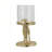 7.9x4 Gold Rabbit Pillar Candle Holder with Clear Glass Hurricane Shade