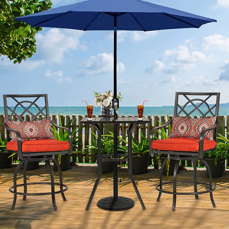 Jayc Metal Patio Bar Table with 1.65" Umbrella Hole
