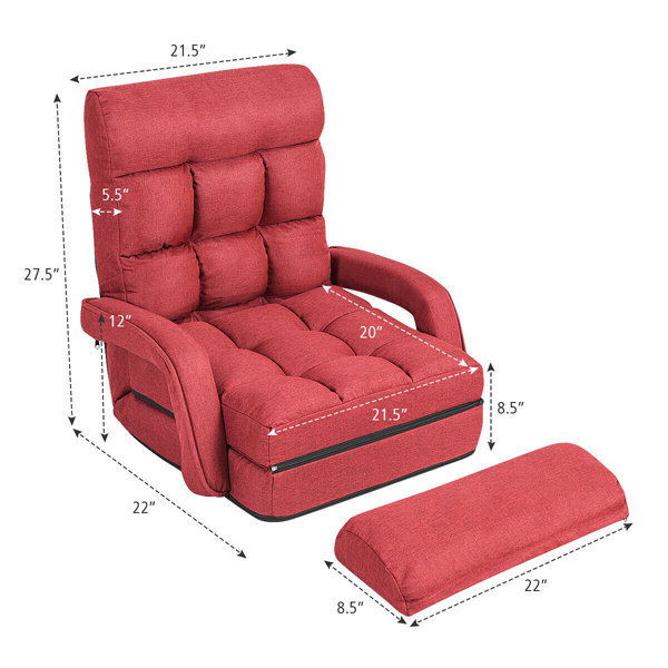 Adjustable 5-positions Padded Floor Gaming Chair With Back Support