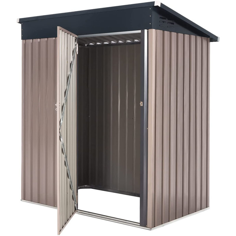 5 ft. W x 3 ft. D Metal Lean-To Storage Shed, Gray
