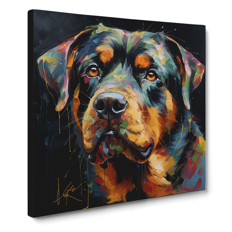 Rottweiler Abstract Expressionism - Wrapped Canvas