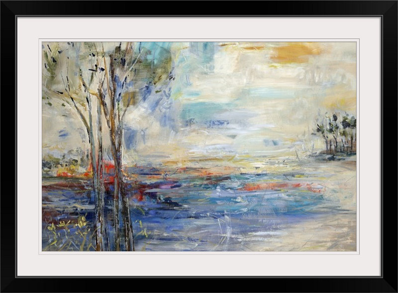 «Privé Lagoon», reproduction d'art Drexton, Cadre noir, H 24 po x l 32 po x P 1 po