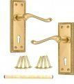 Golden Grace Georgian Scroll Lever Lock Handles in Polished Brass Finish - 150mm 48mm