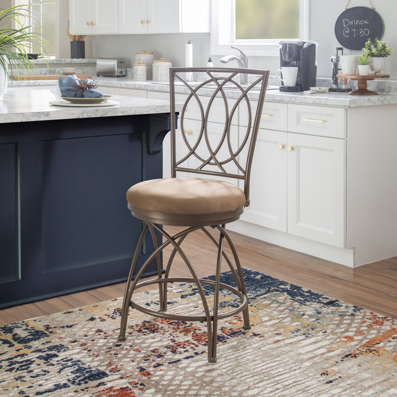 Sasun Swivel Upholstered Counter Stool with Metal Frame, Counter Stool (25" Seat Height)