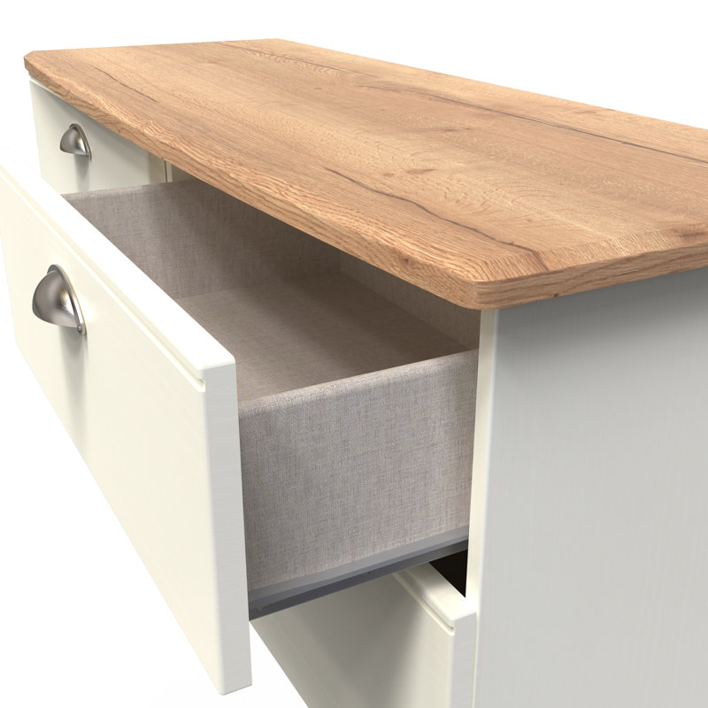 Fully Assembled Murier 4 Drawer Chest, Cream Ash/Riviera Oak