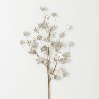 33" Artificial Gold Star Christmas Spray, Silver